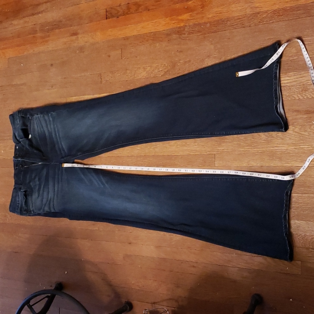 AE super super stretch dark blue high rise flare
